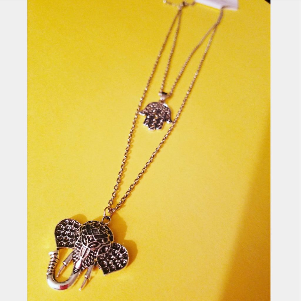 Hamsa Elephant Layered Necklace